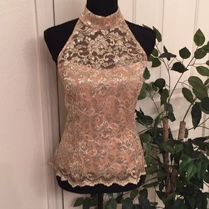 Cache lace halter top